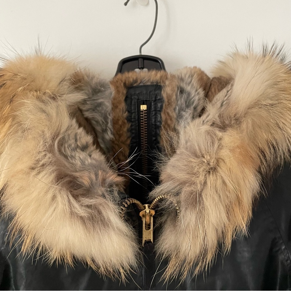 SAM. Black Puffer Jacket with Fur Trim - Picture 13 of 16
